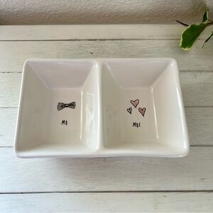 Rae Dunn Mr Mrs Trinket Dish Tray Wedding Engagement Gift Ring Holder Jewelry